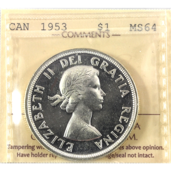 Silver $1 1953 SF ICCS MS64 Cameo