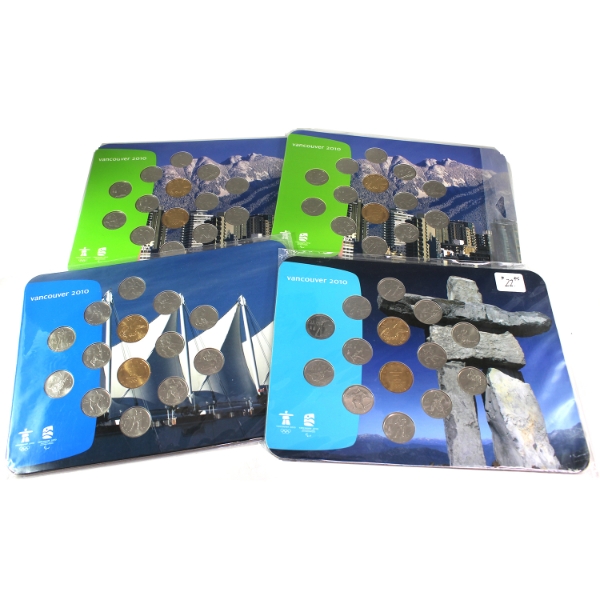 Lot of 4x 2010 Vancouver Olympic & Paralympic Winter Gamers Coin Collection Collector Boards. 4 Sets