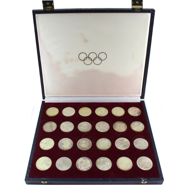 Germany Silver 1972 Munich Olympics 10 Mark 24 Coin Set in Original Case