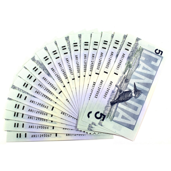 BC-56e-i 1986 $5 17xConsecutive Knight-Dodge SN: ANS1293051-"67. 17pcs.