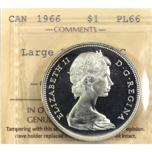 Silver $1 1966 LgBds ICCS PL66 Ultra Heavy Cameo