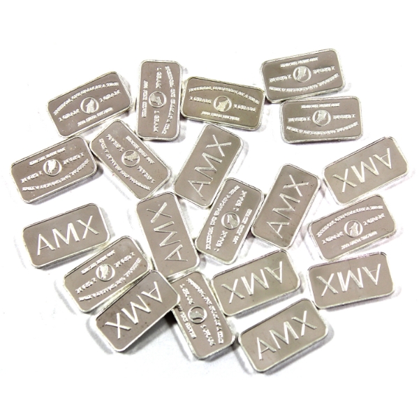 20x 1g AMX .999 Fine Silver Bars. 20pcs. (Tax Exempt)