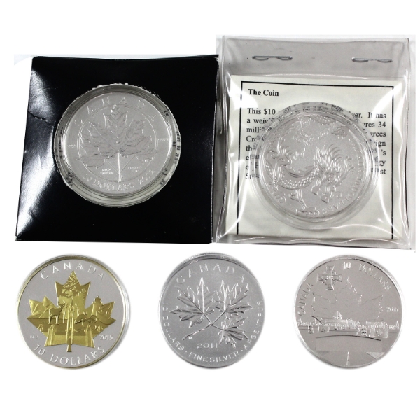 2011-2015 $10 1/2oz .9999 Fine Silver Coins. 5pcs. (Tax Exempt)