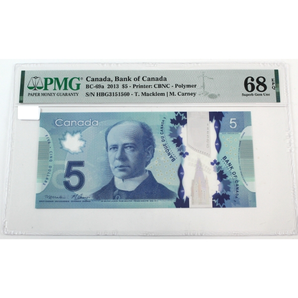 BC-69a 2013 $5 PMG GEM UNC68 EPQ Macklem-Carney SN: HGB3151560