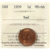 Image 1 : 1-cent 1939 ICCS MS66 Red
