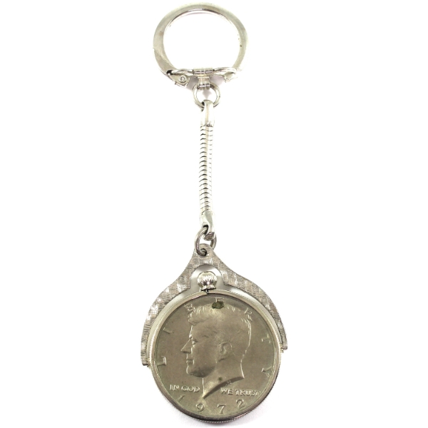 USA Silver 1972 Kennedy Half Dollar in Bezel w/ Keychain