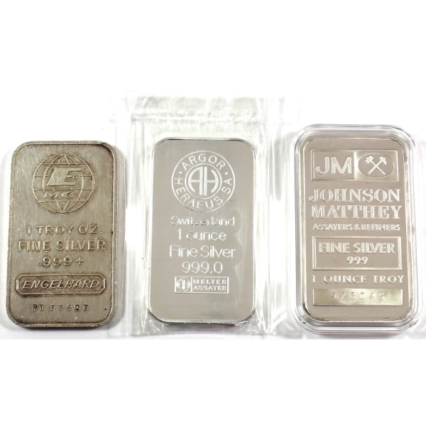 3x 1oz .999 Fine Silver Bars. 3pcs. (Tax Exempt)
