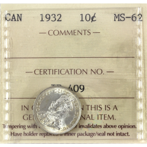 10-cent 1932 ICCS MS62