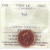 Image 1 : 1-cent 2000 ICCS MS67 Red