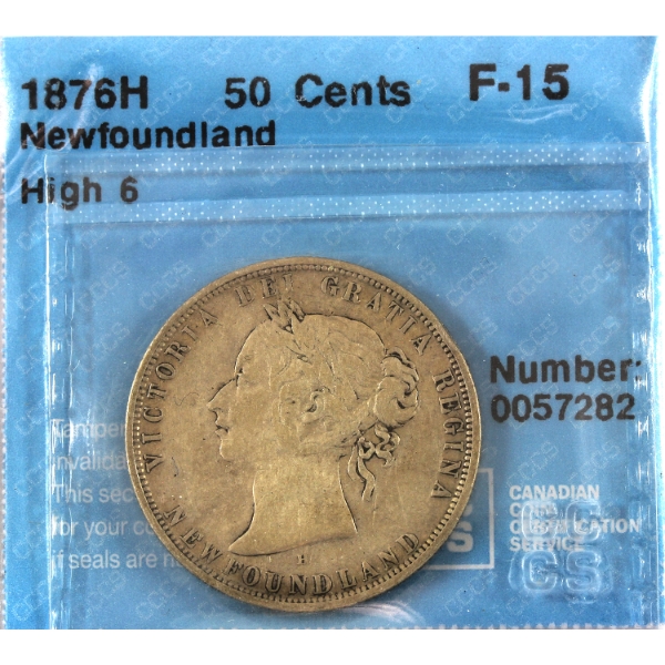 Newfoundland 50-cent 1876H High 6 CCCS F15