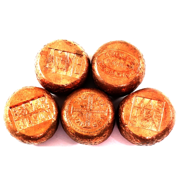 5x 3oz Beaver Bullion .999 Fine Copper Ingots. 5pcs.