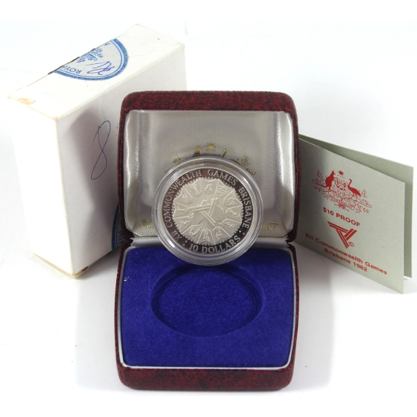 Australia Silver 1982 $10 XII Commonwealth Games 20g .925 Fine Silver Coin in Original Case