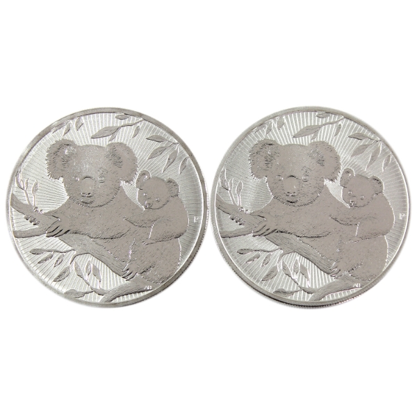 2x 2oz Australia 2018 $2 Koala .9999 Fine Silver Rounds. 2pcs. (Tax Exempt)