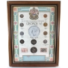 Image 1 : Selected Canadian Coinage of King George VI 10-coin Set with 2 Stamps in Wooden Frame