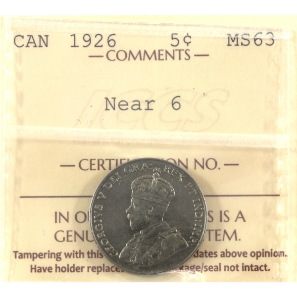 5-cent 1926 Near 6 ICCS MS63