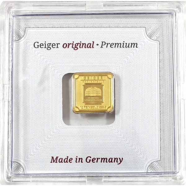 1g Geiger Edelmetalle .9999 Fine Gold Square Bar (Tax Exempt)