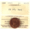 Image 1 : 1-cent 1965 SB P5 ICCS MS65 Red