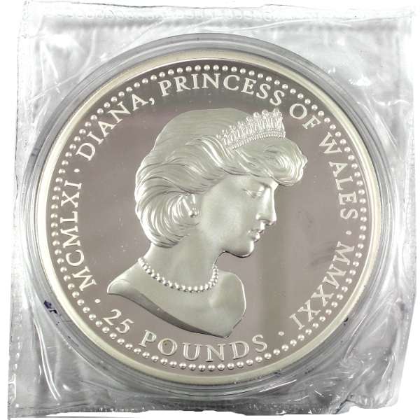 5oz Ascension Island 2021 25 Pounds Diana, Princess of Wales .999 Fine Silver Round (Tax Exempt)