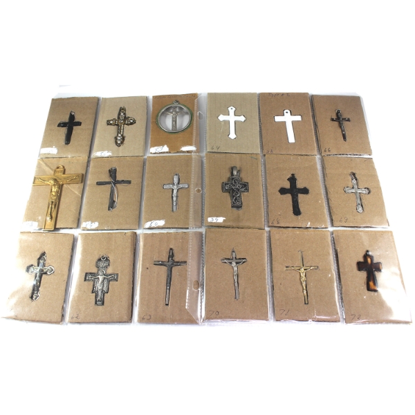 Bulk Lot of Cross Pendants in 2x 9-Pocket Sheets. 18pcs.