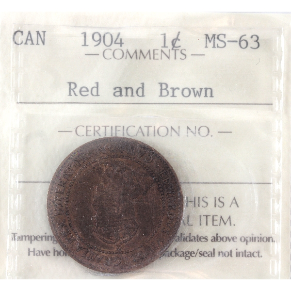 1-cent 1904 ICCS MS63 Red & Brown