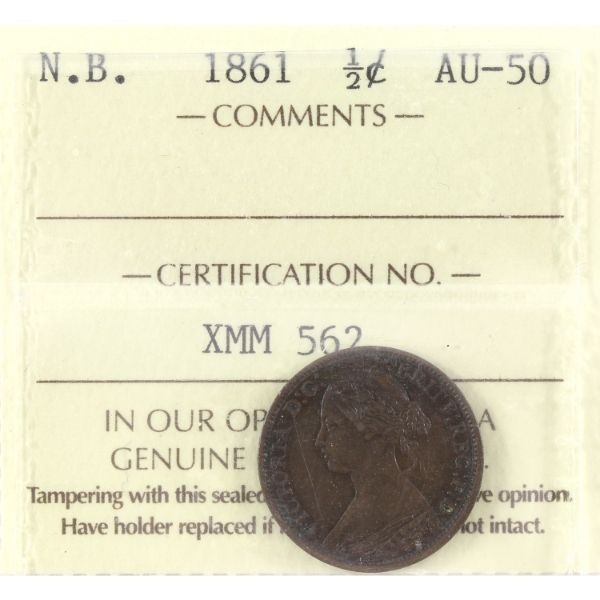 New Brunswick 1/2-cent 1861 ICCS AU50