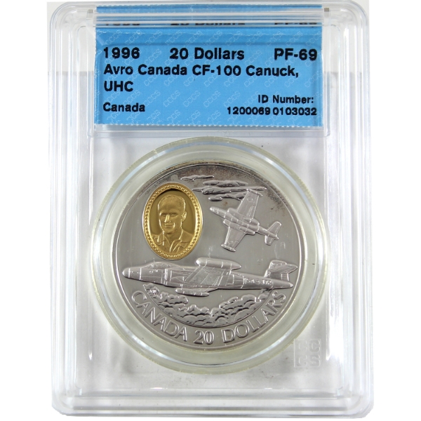 1994 $20 Aviation #2 Powered Flight - Beyond WWII: CF-100 Canuck Sterling Silver Coin CCCS PF69