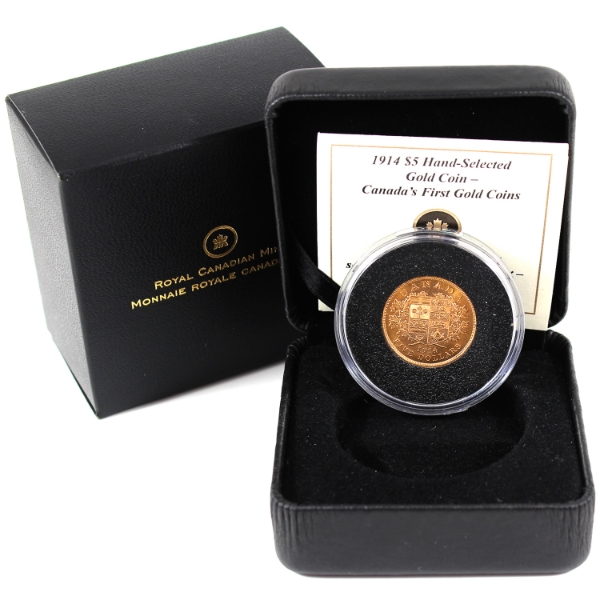 1914 Gold $5 Hand-Selected Gold Coin - Canada's First Gold Coins in RCM Packaging