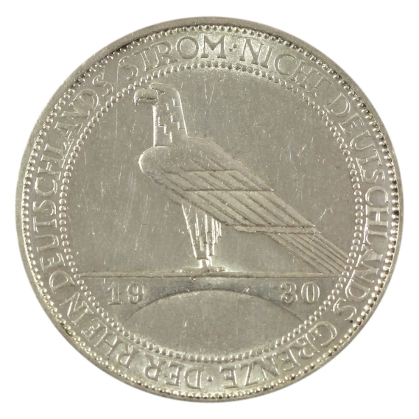 Germany-Weimar Republic Silver 1930F 3 Reichsmark Eagle AU-UNC