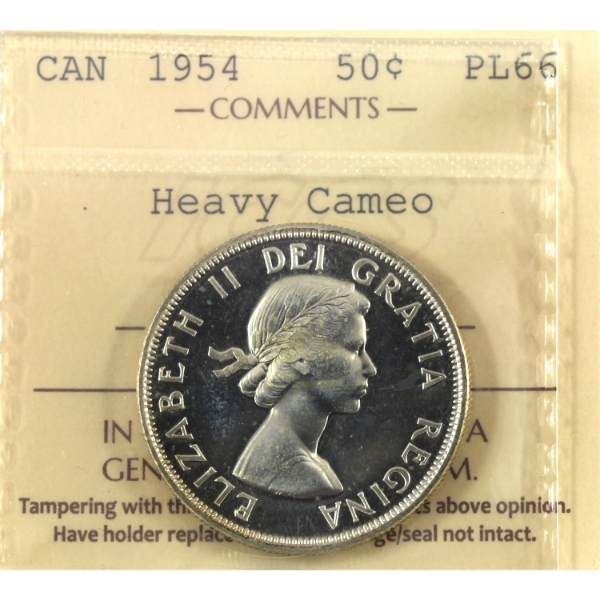 50-cent 1954 ICCS PL66 Heavy Cameo