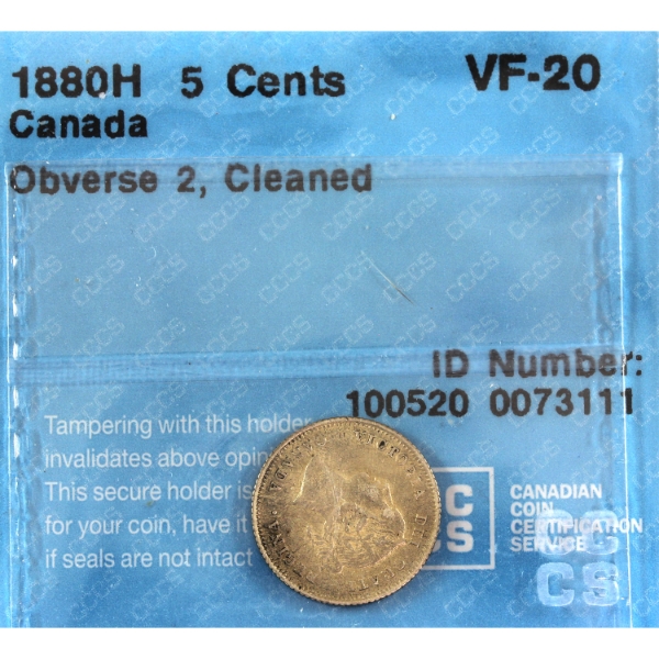 5-cent 1880H Obverse 2 CCCS VF20 