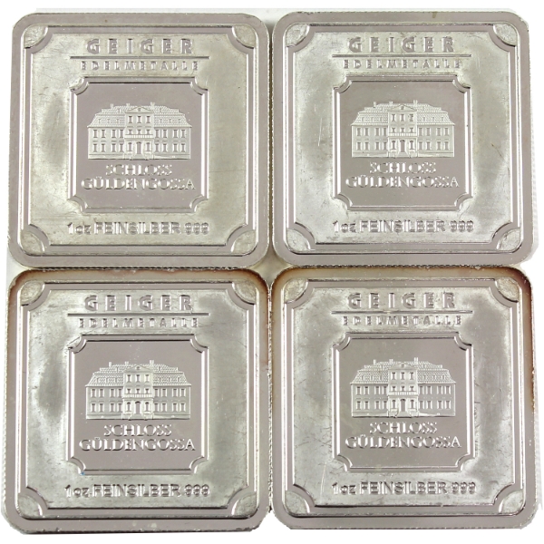 4x 1oz Geiger Edelmetalle 1x Consecutive Pair .999 Fine Silver Bars. 4pcs. (Tax Exempt)