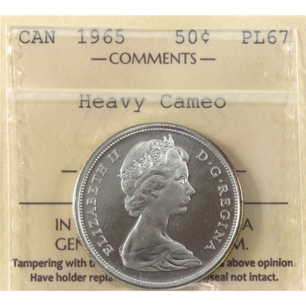 50-cent 1965 ICCS PL67 Heavy Cameo