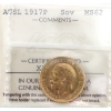 Image 1 : Australia Gold 1917-P Sovereign ICCS MS62 