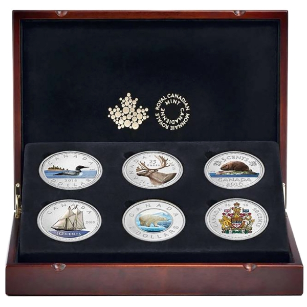 2016 Big Coin Series 6-Piece Set of 5oz Selectively Coloured Fine Silver Coins (Tax Exempt)