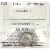 Image 1 : 5-cent 1919 ICCS MS64