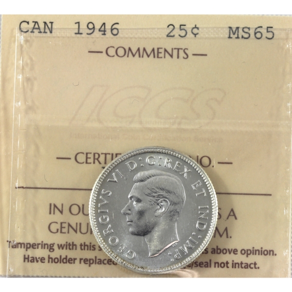 25-cent 1946 ICCS MS65