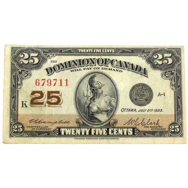 DC-24d 1923 25-cent Shinplaster VF Campbell-Clark