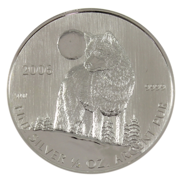 1/2oz 2005 $1 The Wolf .9999 Fine Silver Round (Tax Exempt)