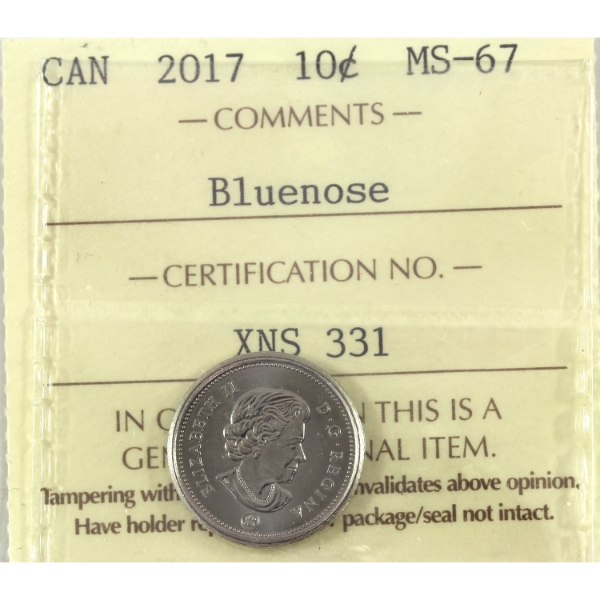10-cent 2017 Bluenose ICCS MS67