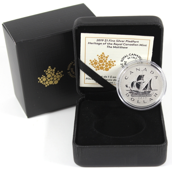 2019 $1 Heritage of the Royal Canadian Mint: The Matthew .9999 Fine Silver Piedfort (Tax Exempt)