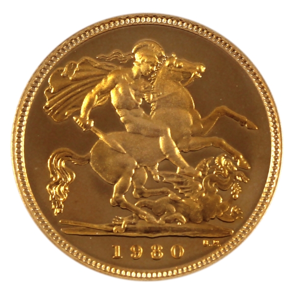 Great Britain Gold 1980 1/2 Sovereign w/ COA and Royal Mint Case