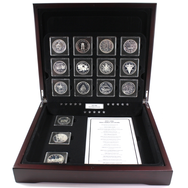 1971-1985 Silver Dollars of Canada 15-Coin Collection in RCM Deluxe Display Case
