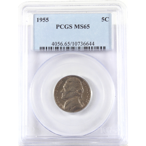 USA 1955 Jefferson Nickel PCGS MS65