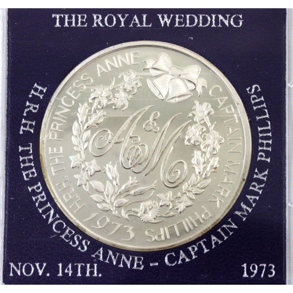 1973 Royal Wedding of Princess Anne & Captain Mark Phillips Sterling Silver Commemorative Medal