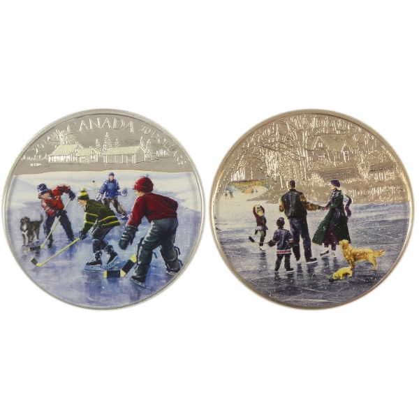 2014 Pond Hockey & 2015 Ice Dancer $20 1oz .9999 Fine Silver Coins. 2pcs