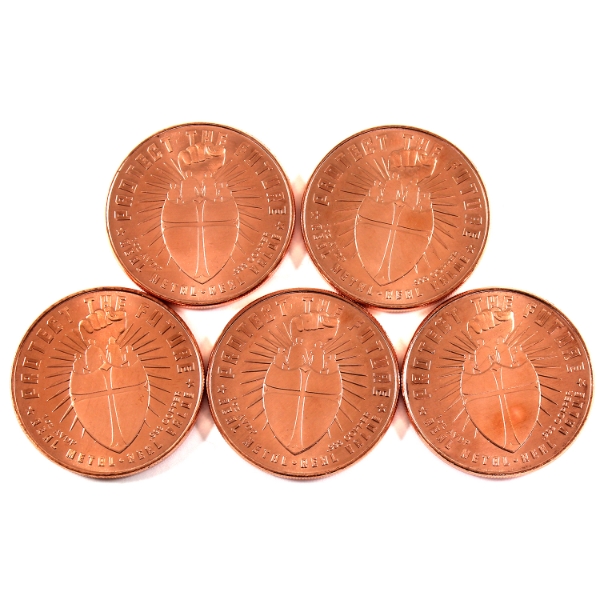 5x 1oz Assorted Safety in Numbers .999 Fine Copper Rounds. 5pcs