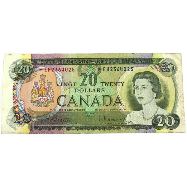 BC-50aA 1969 $20 F-VF Beattie-Rasminsky SN:*EH2364025