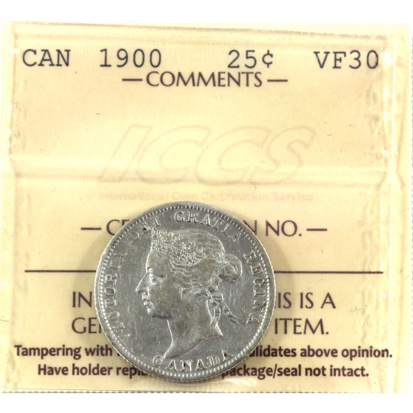 25-cent 1900 ICCS VF30