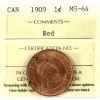 Image 1 : 1-cent 1909 ICCS MS64 Red (Spots)