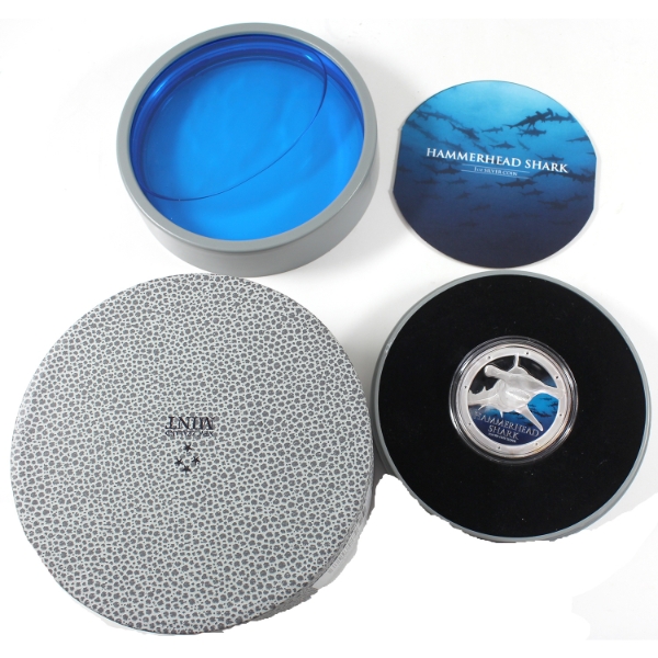 Niue Silver 2013 $2 Hammerhead Shark 1oz Fine Silver Coin (Tax Exempt)